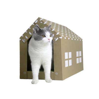 Eco friendly collapsible corrugated cardboard cats bed pet house